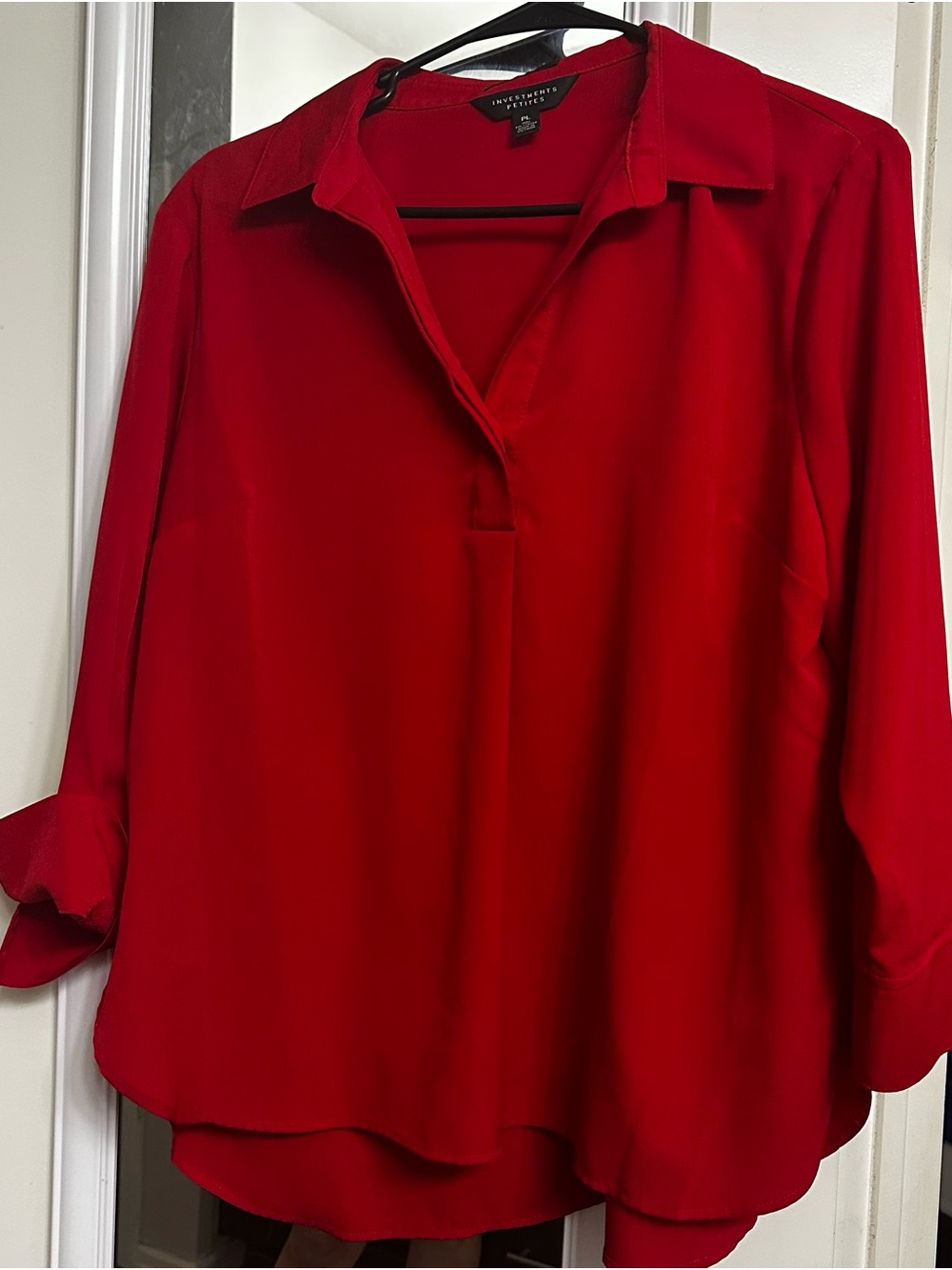 Investments Red Split-Neck Tunic Blouse
